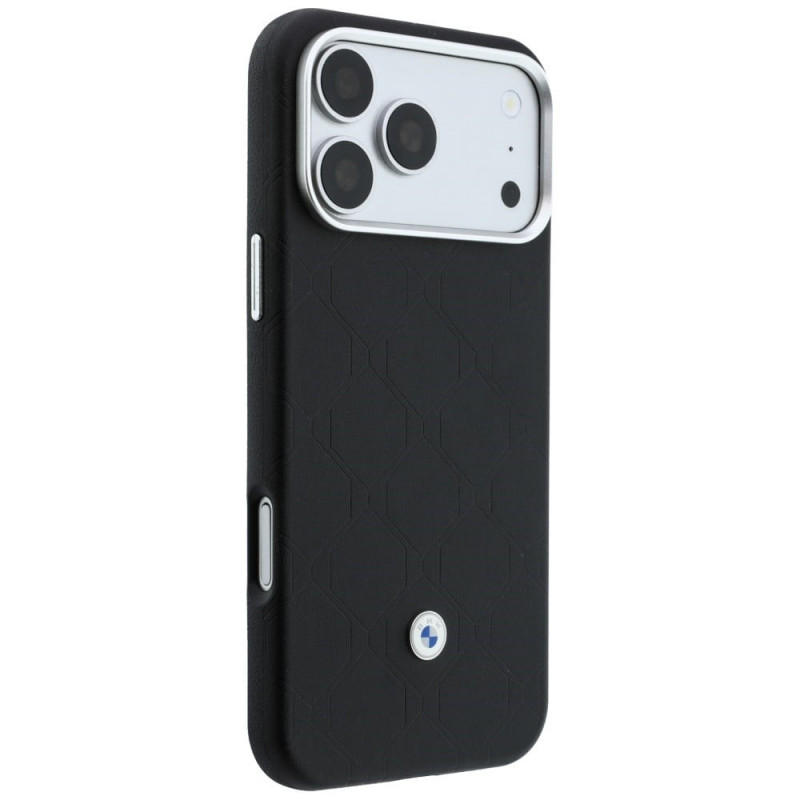 BMW Quilted Pattern Metal Logo Hülle und Wallet-Set für Apple iPhone 18 Pro / 17 Pro, schwarz