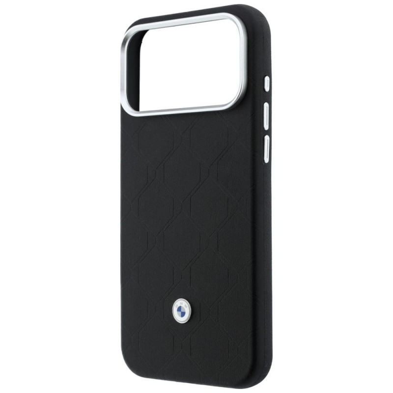 BMW Quilted Pattern Metal Logo Hülle und Wallet-Set für Apple iPhone 18 Pro / 17 Pro, schwarz