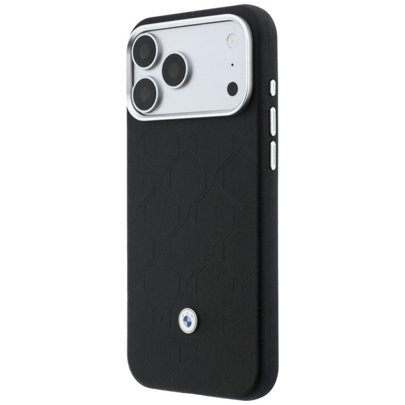 BMW Quilted Pattern Metal Logo Hülle und Wallet-Set für Apple iPhone 18 Pro Max / 17 Pro Max, schwarz