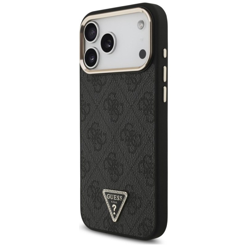 Guess 4G Triangle Logo MagSafe Hülle für Apple iPhone 18 Pro Max / 17 Pro Max, black gold