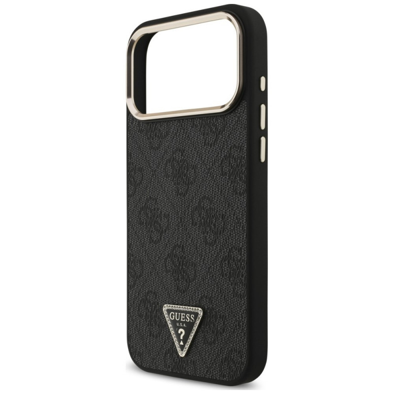 Guess 4G Triangle Logo MagSafe Hülle für Apple iPhone 18 Pro Max / 17 Pro Max, black gold