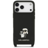 Karl Lagerfeld Saffiano Karl&Choupette Metal Pin CBDY Strap Hülle für Apple iPhone 18 Pro / 17 Pro, schwarz