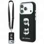 Karl Lagerfeld Saffiano Karl&Choupette Heads Pins Strap Logo Hülle für Apple iPhone 18 Pro / 17 Pro, schwarz
