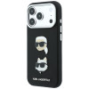 Karl Lagerfeld Saffiano Karl&Choupette Heads Pins Strap Logo Hülle für Apple iPhone 18 Pro / 17 Pro, schwarz