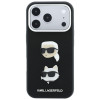 Karl Lagerfeld Saffiano Karl&Choupette Heads Pins Strap Logo Hülle für Apple iPhone 18 Pro / 17 Pro, schwarz