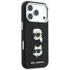 Karl Lagerfeld Saffiano Karl&Choupette Heads Pins Strap Logo Hülle für Apple iPhone 18 Pro / 17 Pro, schwarz