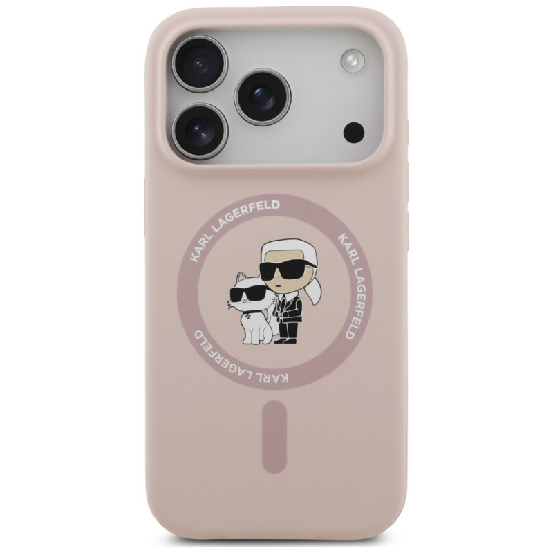 Karl Lagerfeld Silikon Karl&Choupette Ring MagSafe Hülle für Apple iPhone 18 Pro / 17 Pro, schwarz