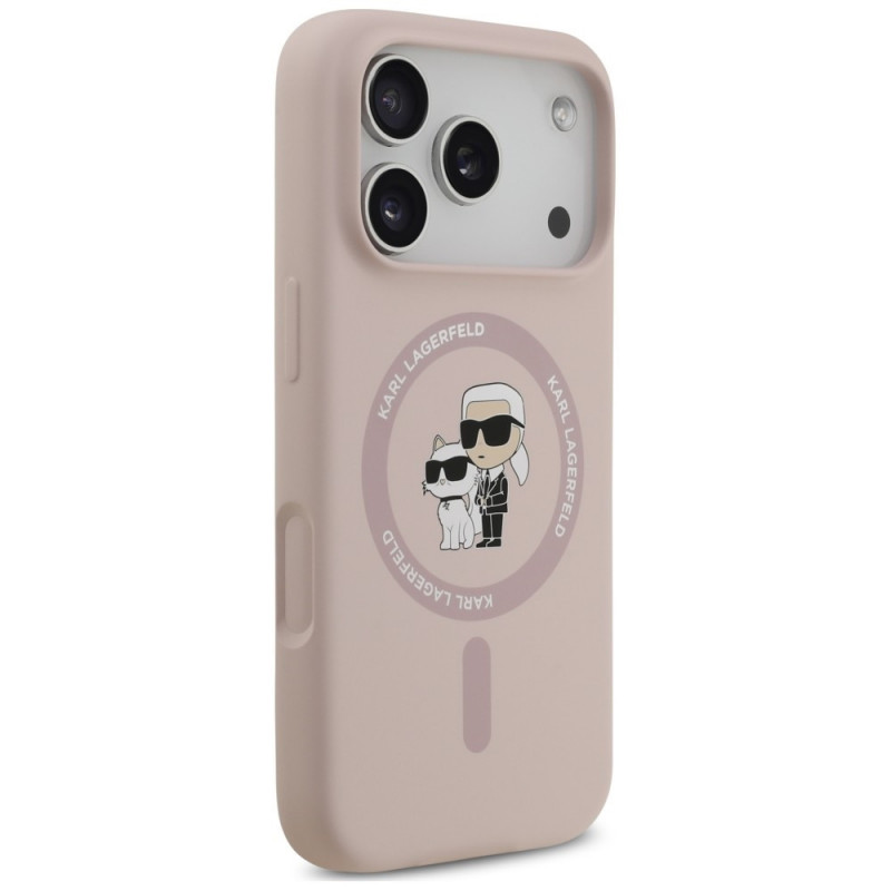 Karl Lagerfeld Silikon Karl&Choupette Ring MagSafe Hülle für Apple iPhone 18 Pro / 17 Pro, schwarz