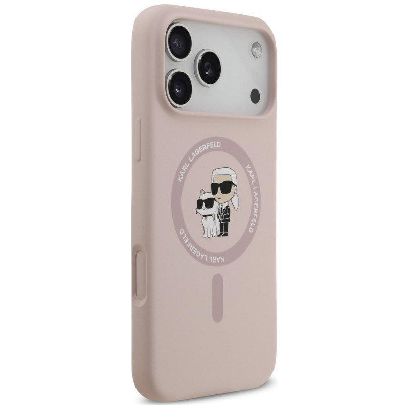 Karl Lagerfeld Silikon Karl&Choupette Ring MagSafe Hülle für Apple iPhone 18 Pro Max / 17 Pro Max, pink