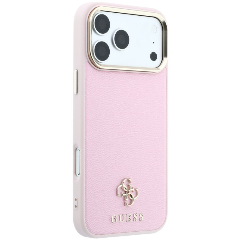 Guess Saffiano Small 4G & Classic Logo MagSafe Hülle für Apple iPhone 18 Pro / 17 Pro, pink