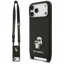 Karl Lagerfeld Saffiano Karl&Choupette Metal Pin CBDY Strap Hülle für Apple iPhone 18 Pro Max / 17 Pro Max, schwarz