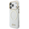 Guess IML Script Metal MagSafe Hülle für Apple iPhone 18 Pro Max / 17 Pro Max, transparent