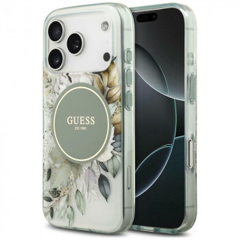 Guess IML Flower & Tonal Circle MagSafe Hülle für Apple iPhone 18 Pro Max / 17 Pro Max, grün