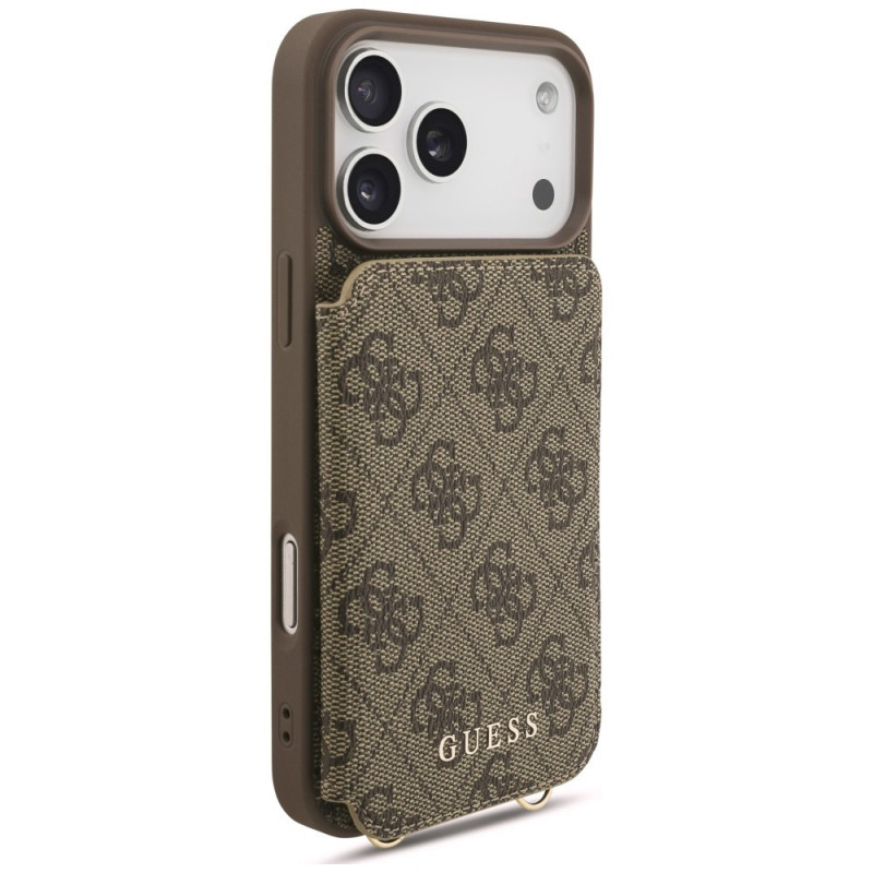 Guess 4G Cardslots & Magnetic Closure Crossbody Case für Apple iPhone 18 Pro / 17 Pro, braun