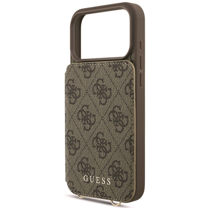 Guess 4G Cardslots & Magnetic Closure Crossbody Case für Apple iPhone 18 Pro / 17 Pro, braun