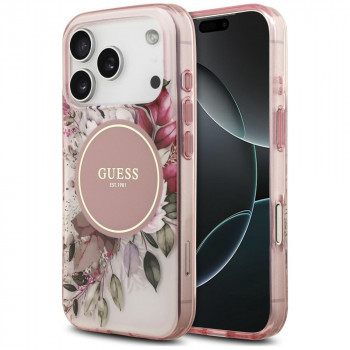 Guess IML Flower & Tonal Circle MagSafe Hülle für Apple iPhone 18 Pro / 17 Pro, pink