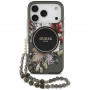 Guess IML Flowers Pearl Strap MagSafe Hülle für Apple iPhone 18 Pro / 17 Pro, schwarz