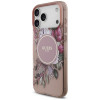 Guess IML Flowers Pearl Strap MagSafe Hülle für Apple iPhone 18 Pro / 17 Pro, pink