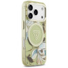 Guess IML Glitter Flowers Triangle MagSafe Hülle für Apple iPhone 18 Pro Max / 17 Pro Max, grün