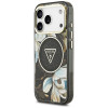 Guess IML Glitter Flowers Triangle MagSafe Hülle für Apple iPhone 18 Pro Max / 17 Pro Max, schwarz
