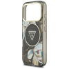 Guess IML Glitter Flowers Triangle MagSafe Hülle für Apple iPhone 18 Pro Max / 17 Pro Max, schwarz