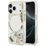 Guess IML Glitter Flowers Triangle MagSafe Hülle für Apple iPhone 18 Pro Max / 17 Pro Max, Weiß