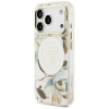Guess IML Glitter Flowers Triangle MagSafe Hülle für Apple iPhone 18 Pro Max / 17 Pro Max, Weiß