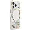Guess IML Glitter Flowers Triangle MagSafe Hülle für Apple iPhone 18 Pro Max / 17 Pro Max, Weiß