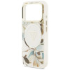 Guess IML Glitter Flowers Triangle MagSafe Hülle für Apple iPhone 18 Pro Max / 17 Pro Max, Weiß