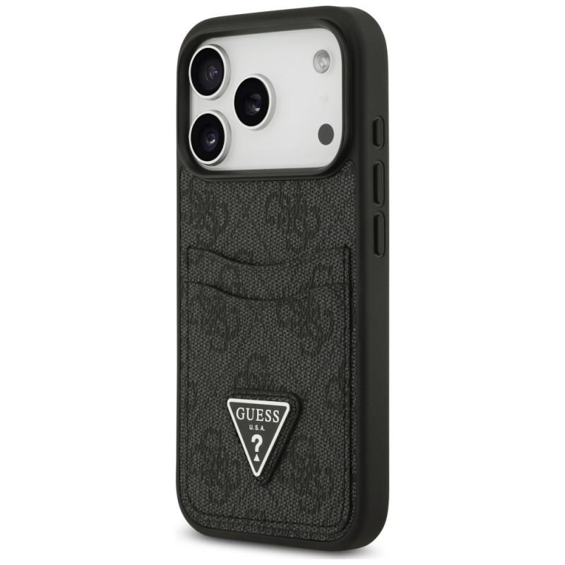 Guess 4G Double Card Triangle Hülle für Apple iPhone 18 Pro / 17 Pro, Schwarz