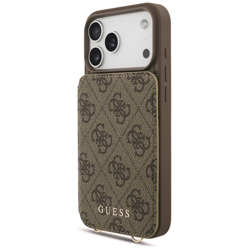 Guess 4G Cardslots & Magnetic Closure Crossbody Case für Apple iPhone 18 Pro Max / 17 Pro Max, braun