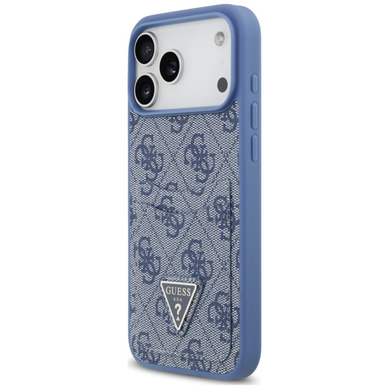 Guess 4G Double Card Triangle Hülle für Apple iPhone 18 Pro Max / 17 Pro Max, Blau