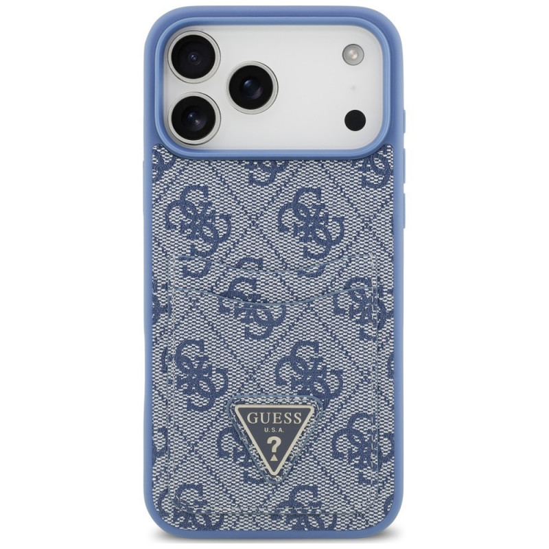 Guess 4G Double Card Triangle Hülle für Apple iPhone 18 Pro Max / 17 Pro Max, Blau