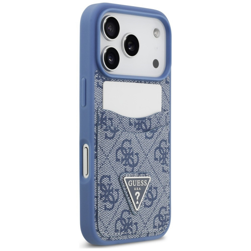 Guess 4G Double Card Triangle Hülle für Apple iPhone 18 Pro / 17 Pro, Blau