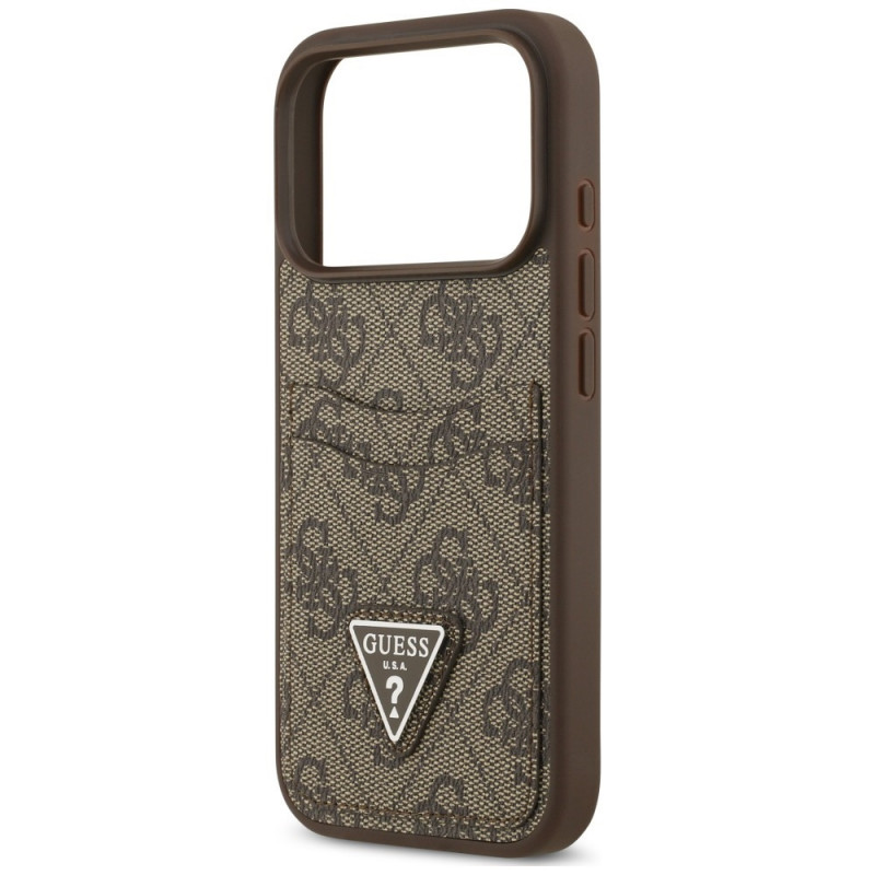 Guess 4G Double Card Triangle Hülle für Apple iPhone 18 Pro / 17 Pro, Braun