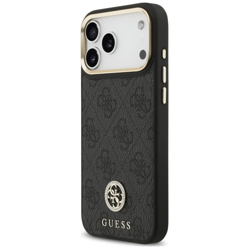 Guess 4G Strass Logo MagSafe Hülle für Apple iPhone 18 Pro Max / 17 Pro Max, Schwarz
