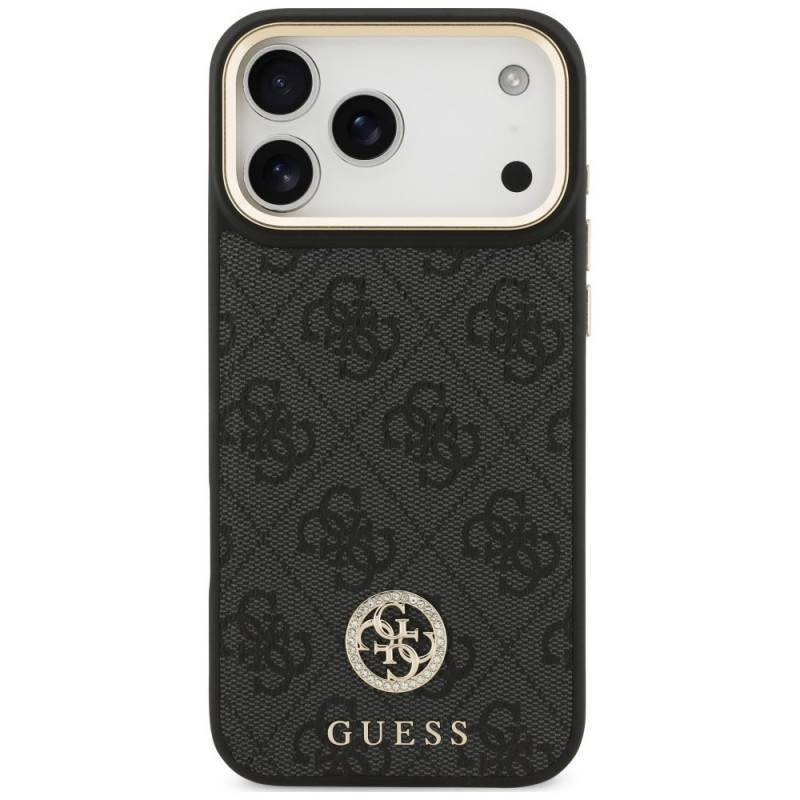 Guess 4G Strass Logo MagSafe Hülle für Apple iPhone 18 Pro Max / 17 Pro Max, Schwarz