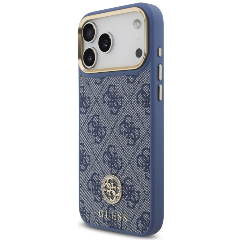 Guess 4G Strass Logo MagSafe Hülle für Apple iPhone 18 Pro Max / 17 Pro Max, Blau
