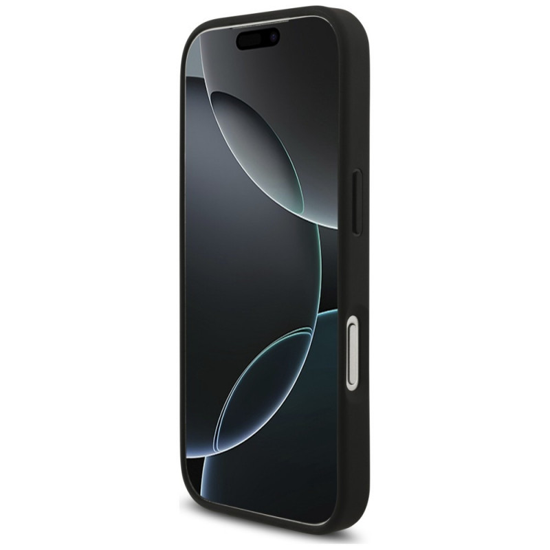 Guess Croco Triangle Logo MagSafe Hülle für Apple iPhone 18 Pro / 17 Pro, Schwarz