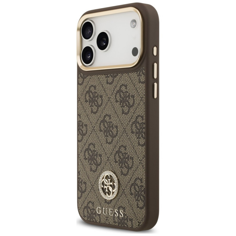 Guess 4G Strass Logo MagSafe Hülle für Apple iPhone 18 Pro Max / 17 Pro Max, Braun