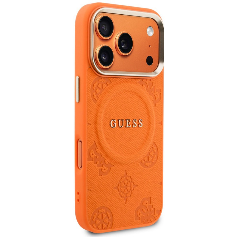 Guess Peony Hot Stamp MagSafe Hülle für Apple iPhone 18 Pro Max / 17 Pro Max, Orange