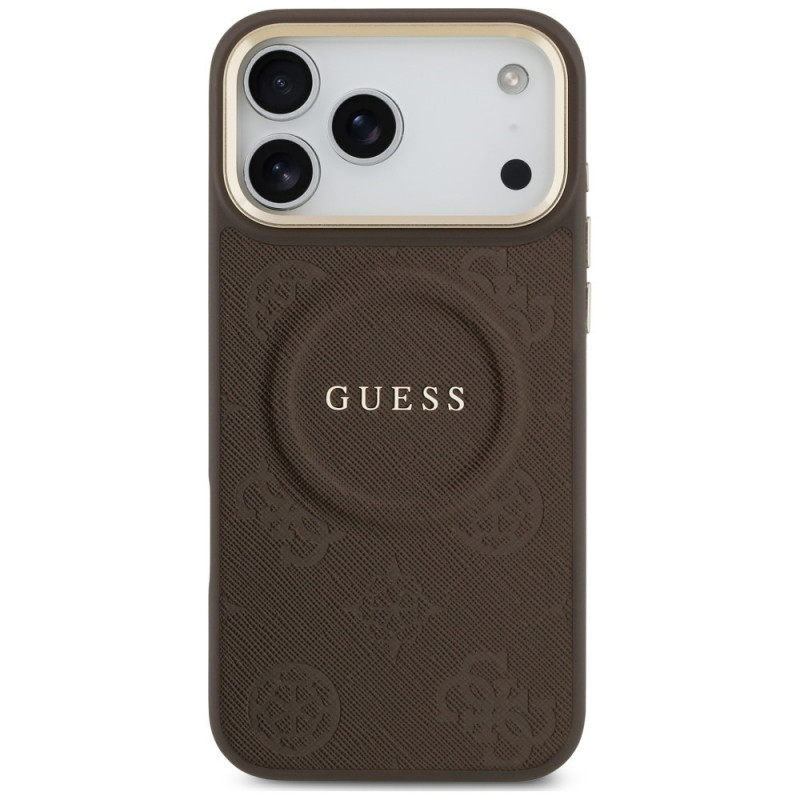 Guess Peony Hot Stamp MagSafe Hülle für Apple iPhone 18 Pro Max / 17 Pro Max, Braun