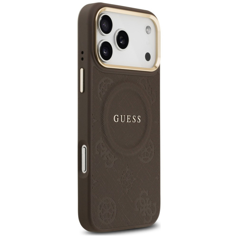 Guess Peony Hot Stamp MagSafe Hülle für Apple iPhone 18 Pro Max / 17 Pro Max, Braun