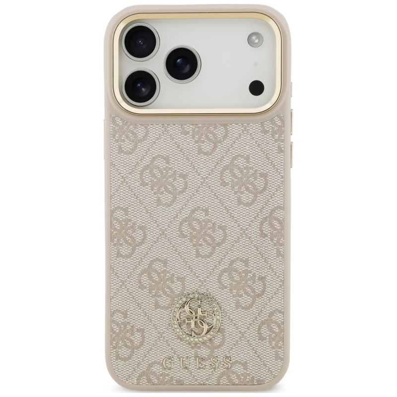 Guess 4G Strass Logo MagSafe Hülle für Apple iPhone 18 Pro Max / 17 Pro Max, Pink