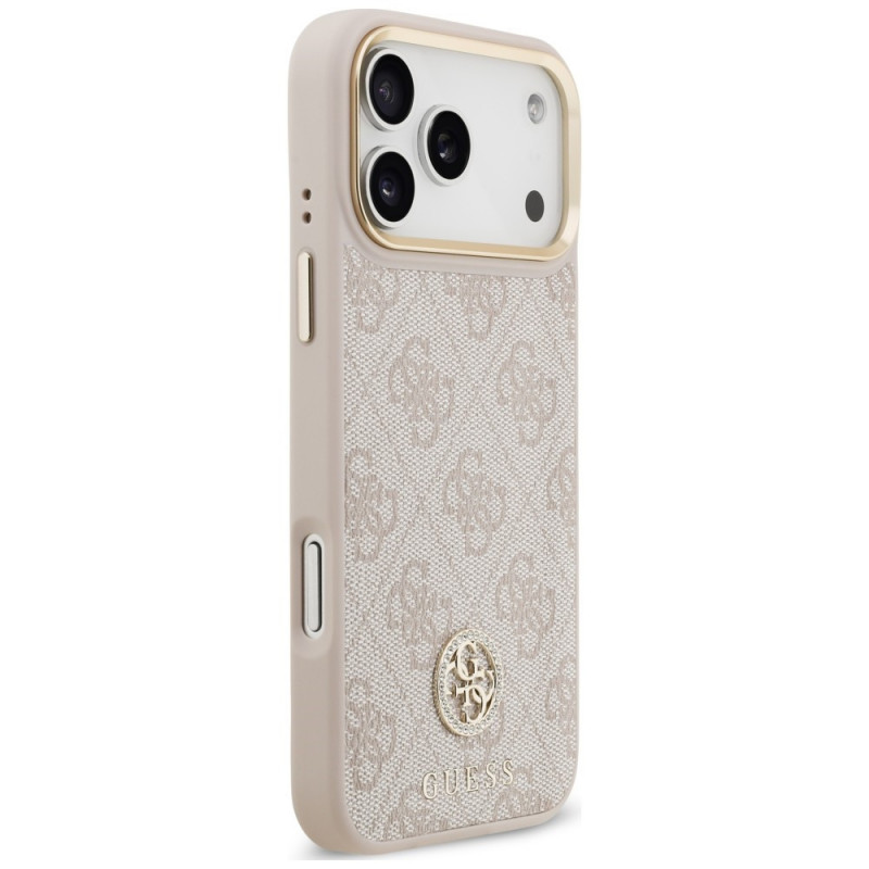 Guess 4G Strass Logo MagSafe Hülle für Apple iPhone 18 Pro Max / 17 Pro Max, Pink
