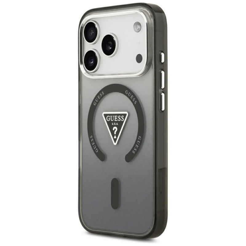 Guess IML Gradient Triangle Logo MagSafe Hülle für Apple iPhone 18 Pro Max / 17 Pro Max, Schwarz