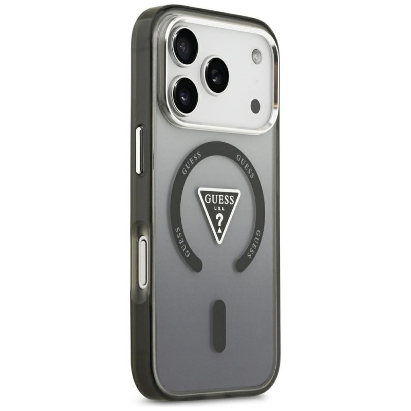 Guess IML Gradient Triangle Logo MagSafe Hülle für Apple iPhone 18 Pro Max / 17 Pro Max, Schwarz