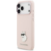 Karl Lagerfeld Silicone Choupette Metal Pin Hülle für Apple iPhone 18 Pro Max / 17 Pro Max, Pink