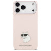 Karl Lagerfeld Silicone Choupette Metal Pin Hülle für Apple iPhone 18 Pro Max / 17 Pro Max, Pink