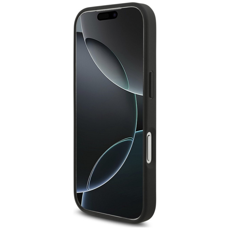 Karl Lagerfeld Saffiano Mono Patch Choupette Hülle für Apple iPhone 18 Pro / 17 Pro, Schwarz